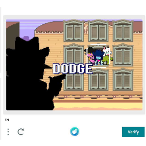 an edit of a captcha test with the test itself replaced with the deltarune 'DODGE' minigame seen during the tenna battle